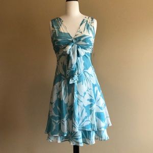 NEW Donna Ricco blue white floral party dress 6P